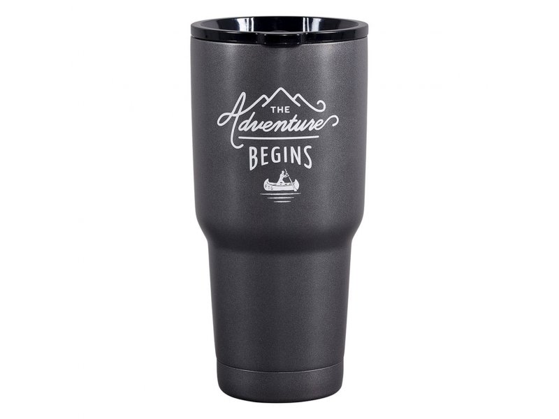 Gentlemens Hardware Travel Coffee Mug Coffee-to-go Becher "The Adventure begins", schwarz 475 ml