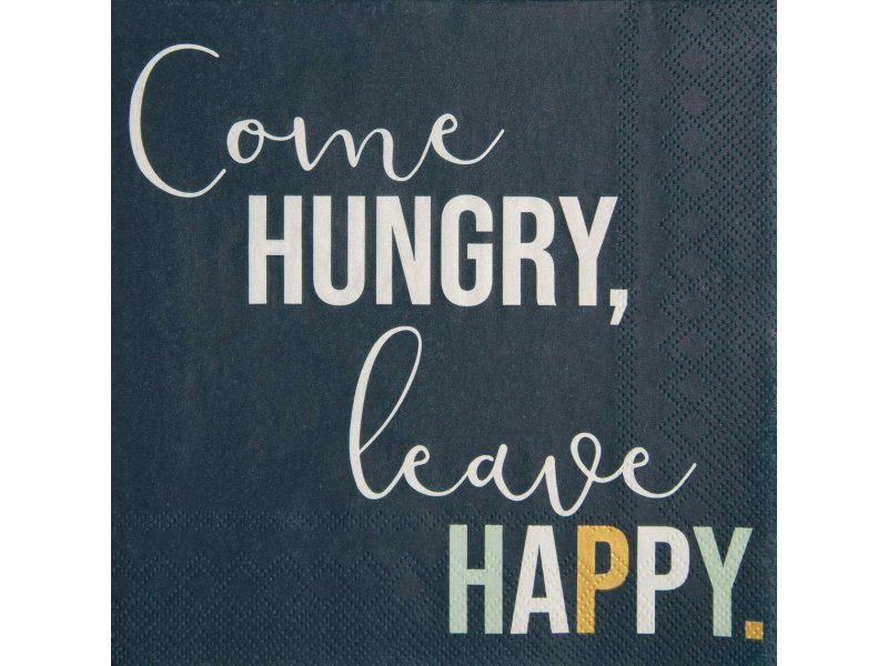 Räder Servietten "Come hungry, leave happy" 33x33 cm dunkelblau