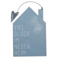 Räder Formkarte "Viel Glück im neuen Heim" Postkarte zum Einzug mit Umschlag Konturkarte blau