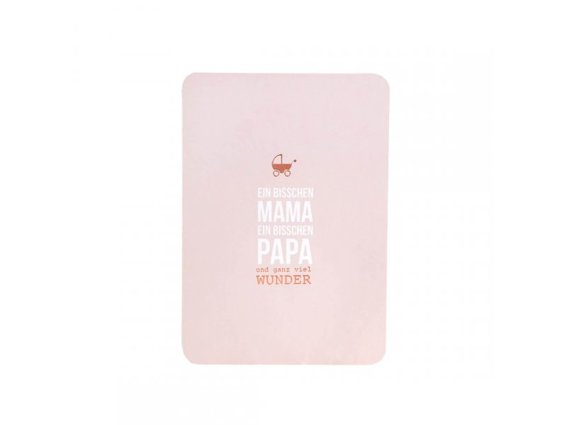 Räder Postkarte "Ein bisschen Mama, ein bisschen Papa.." Geburtskarte zur Geburt rosa mit Umschlag grau