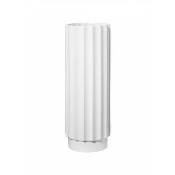 ASA art deco Vase Riffelstruktur säulenartig Relief H. 40 cm, weiß matt