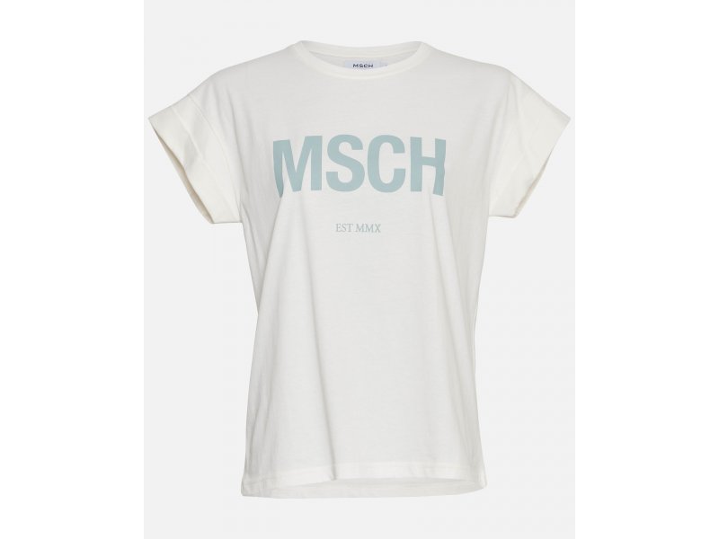 Moss Copenhagen MSCH Alva Logo T-Shirt STD Seasonal, egret/blue surf creme/blau