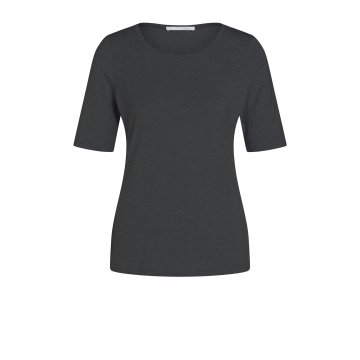 OUI Black Label Viskose Rundhals T-Shirt, schwarz black