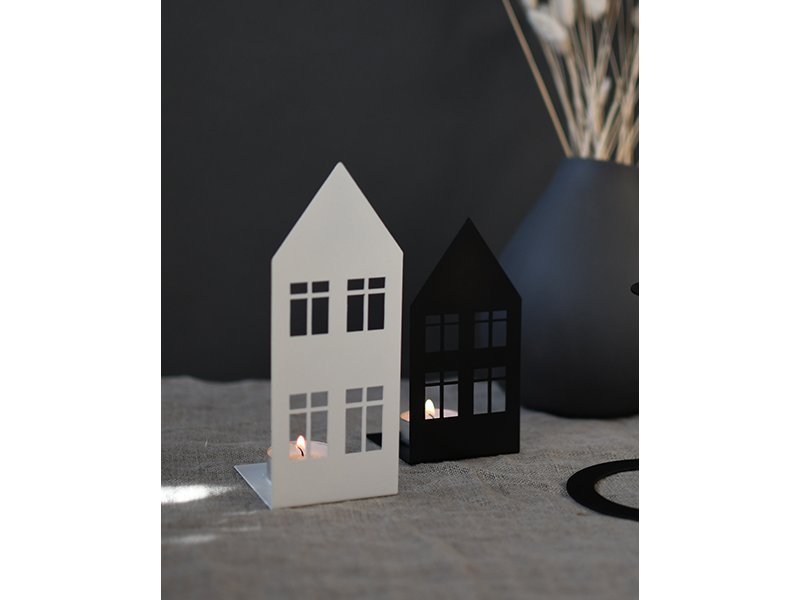 Storefactory STORGATAN Teelichthalter klein S Haus H. 14 cm, schwarz