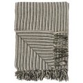 Ib Laursen Plaid Decke gestreift mit Fransen, 130 x 160 cm, schwarz weiß