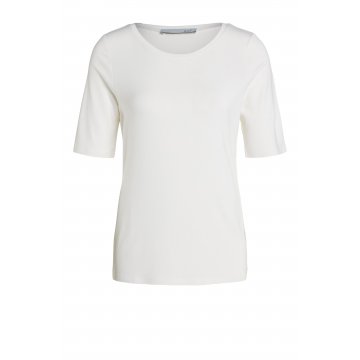OUI Black Label Viskose Rundhals T-Shirt, creme weiß