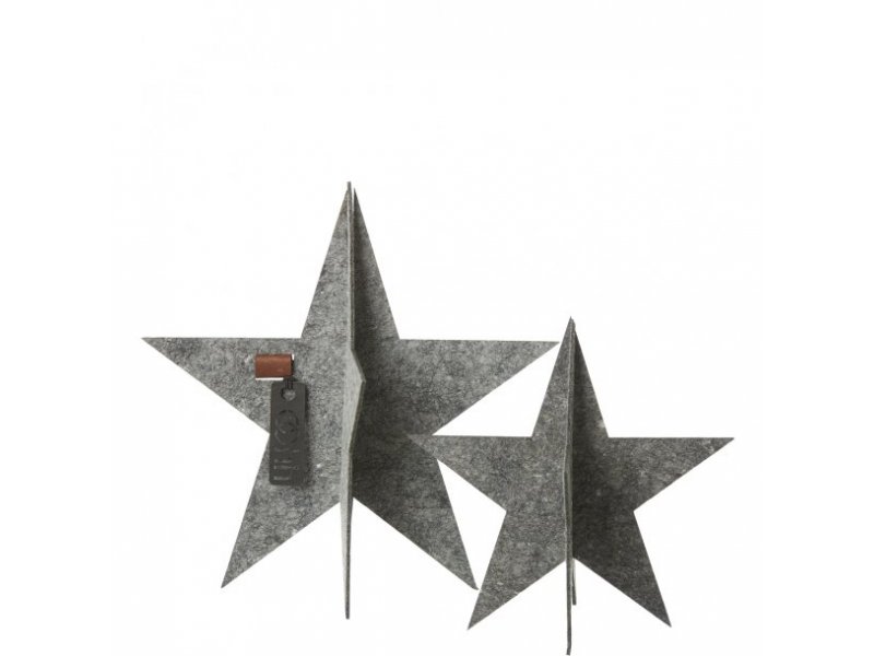 Oohh 2er Set Sterne aus Filz H.18/H.14 cm, black schwarz