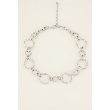 MJ Halskette mit großen Ringen 38+5 cm silber