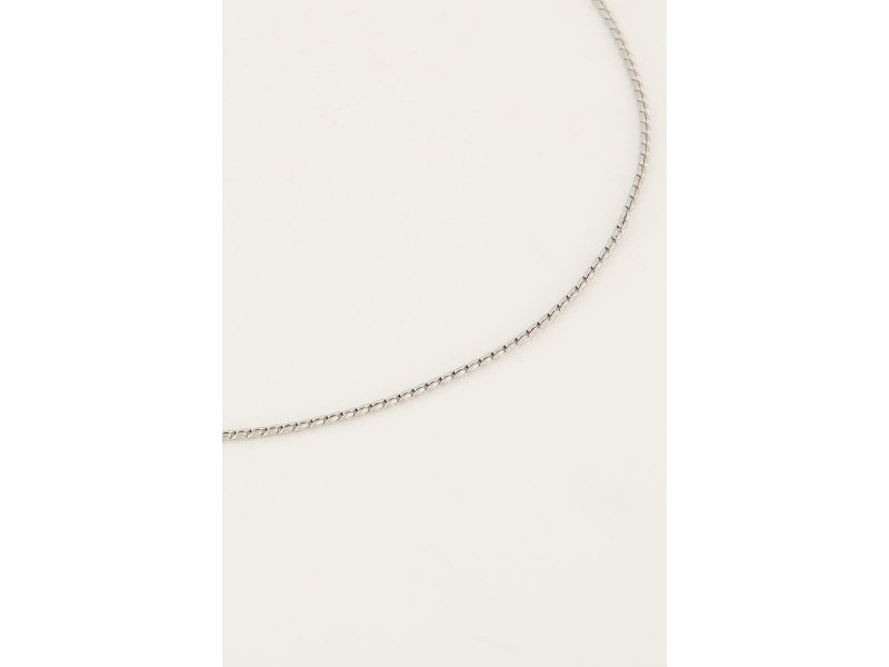 MJ Equal lange Halskette schräge Glieder unisex 60+8 cm silber