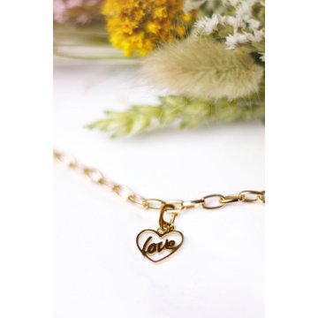 MJ Charm Anhänger Herz "Love" für Halskette oder Bettel-Armband silber