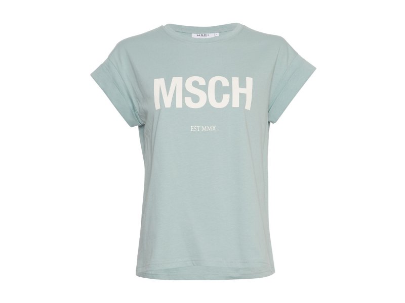 Moss Copenhagen MSCH Alva Logo T-Shirt kurz STD blue S/egret  Blau