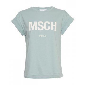Moss Copenhagen MSCH Alva Logo T-Shirt kurz STD blue S/egret  Blau