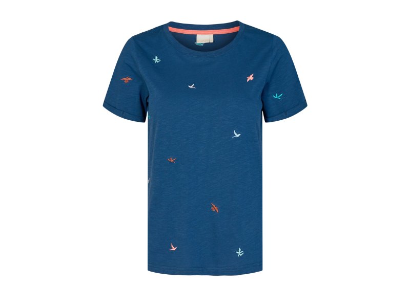 Nümph Nudiors T-Shirt mit Stickerei, estate blue dunkelblau