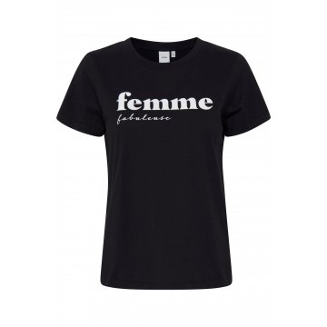 ICHI T-Shirt IH Runela schwarz mit weißem print "femme fabuleuse"
