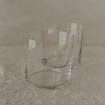 Eulenschnitt Trinkglas 2er Set Herz schwarz, 360 ml