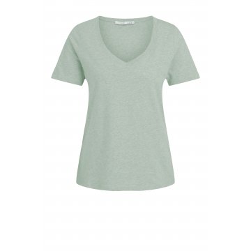 OUI NOS T-Shirt mit V-Ausschnitt, salbei grün