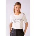 OUI T-Shirt "Morning Diva" Organic Cotton mit Print grau weiß