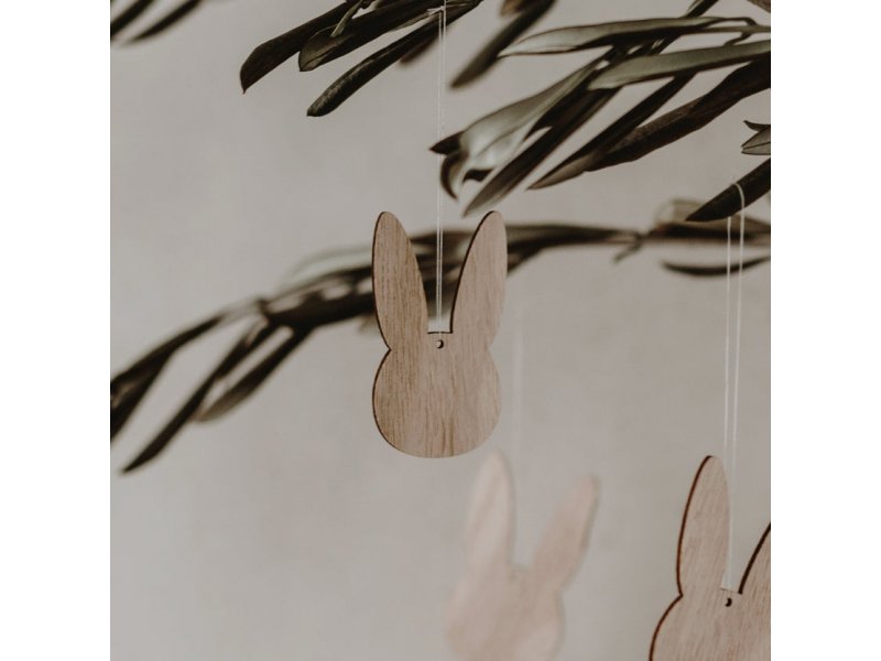 Eulenschnitt 8er Set Holzanhänger Hase natur 6,7x8 cm