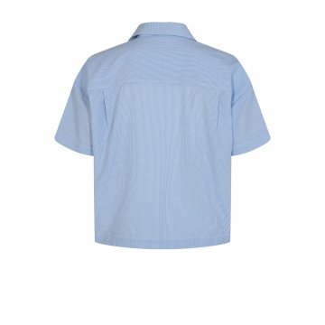 Nümph Sishu kurze Bluse mit V-Ausschnitt, blau weiß