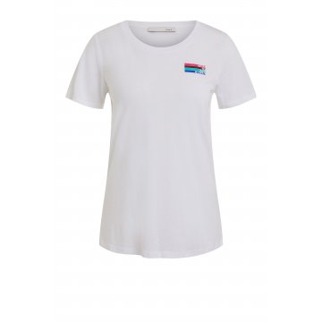 OUI Basic T-Shirt mit Print, weiß