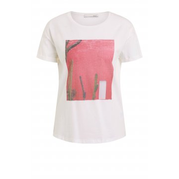 OUI T-Shirt mit Print, weiß pink