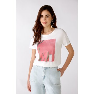OUI T-Shirt mit Print, weiß pink