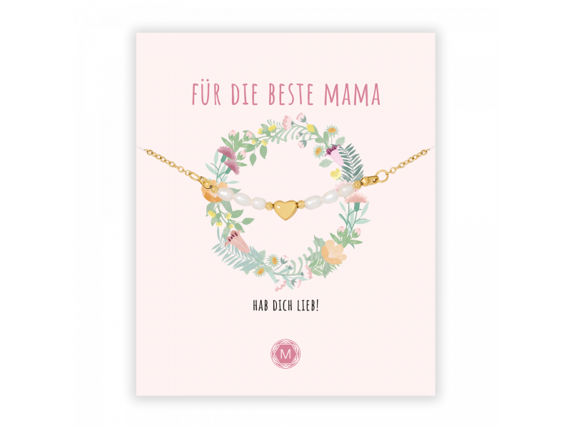Murandum Edelstahl Armband Herz "Für die Beste Mama", gold