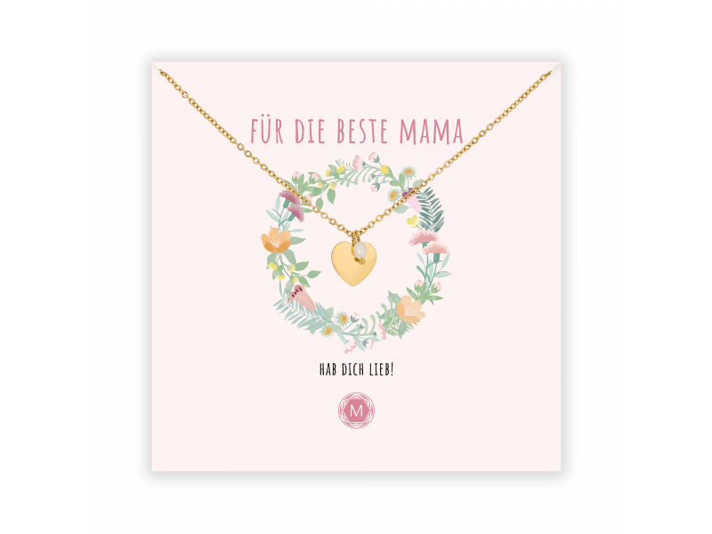 Murandum Edelstahl Halskette Herz "Für die beste Mama", gold