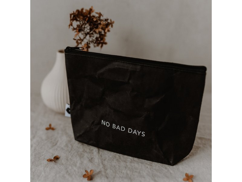 Eulenschnitt Paperbag Kosmetiktasche "No bad days", schwarz