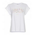 Moss Copenhagen MSCH Alva Organic Logo T-Shirt kurze Länge STD white/berin weiß/print