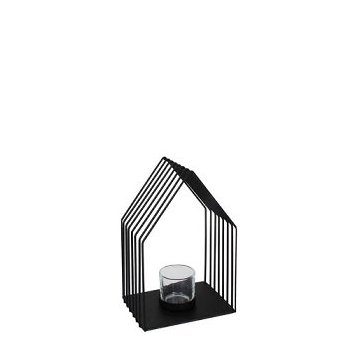 Kaheku Teelichthaus Arkas groß schwarz 14x10x22,5 cm