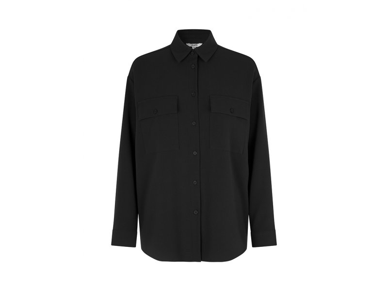 mbym EDVIWA Gewenda Bluse Overshirt mit Brusttaschen, schwarz