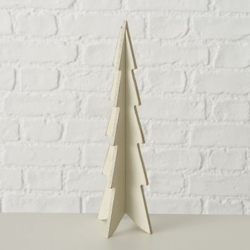 Weihnachtsbaum Teodor shabby aus Holz H. 26 cm cremeweiß