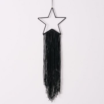 Wandobjekt Starna Stern Traumfänger mit Kordeln Handarbeit D. 30 cm schwarz