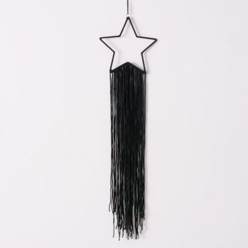 Wandobjekt Starna Stern Traumfänger mit Kordeln Handarbeit D. 25 cm schwarz