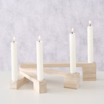 Kerzenleuchter Adventskranz Ebba für Stabkerze verstellbar L. 32cm, Holz natur
