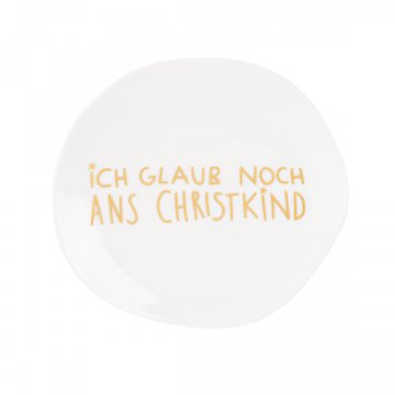 Räder Weihnachtsteller "Christkind" D. 13,5 cm, weiß gold