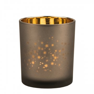 Räder Glanzlicht groß Teelichtglas "Sterne" D. 9 cm gold