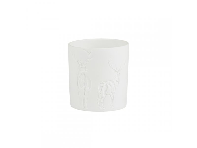 Räder Winterschimmer "Hirsche" für Teelicht D. 6,5 cm weiß