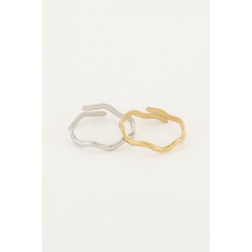 MJ verstellbarer Ring mit Wellendesign gold/silber